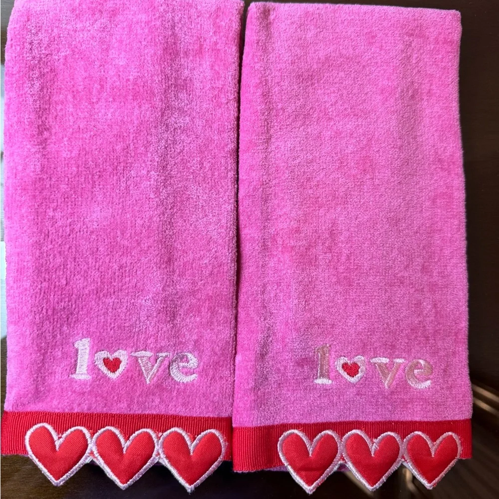 Pink Love Heart Towels